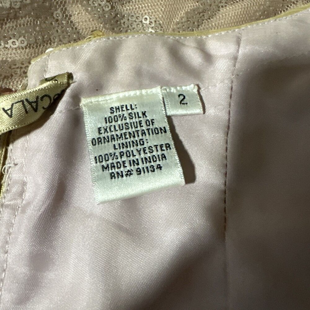 Scala Size 2 Strapless Gold Sequin Beaded Silk Ma… - image 6